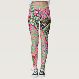 Psychedeliska Caladium-blad Botaniskt tryck Leggin Leggings