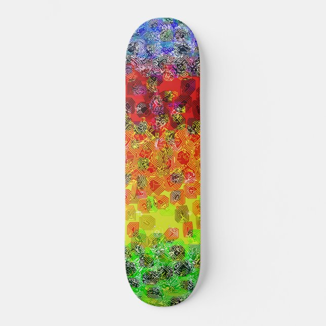 Psychedeliska Färglinjer: Skräddarsydd Skateboard Bräda 19,5 Cm (Framsida)