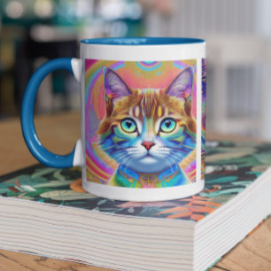 Psychedeliska färgrika kungliga katter mugg