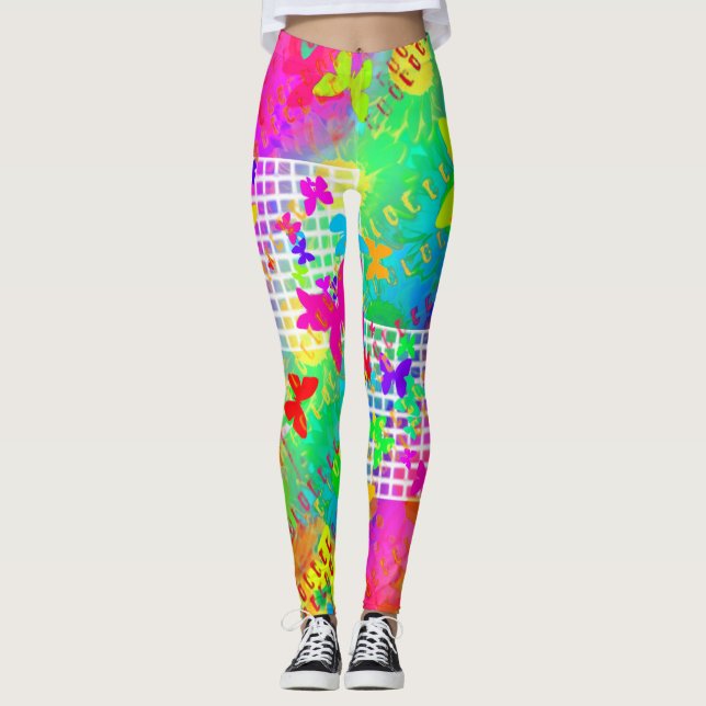 Psychedeliska fjärilslegginningar leggings (Framsida)