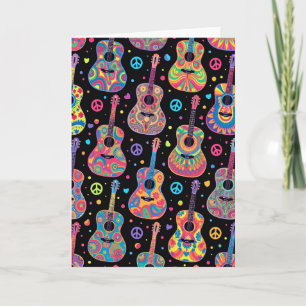 Psychedeliska gitarrer födelsedagskort kort