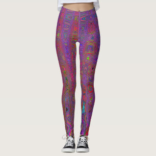 Psychedeliska Groovy Magenta Retro Atomvågor Leggings