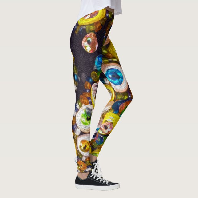 Psychedeliska knappar och paljetter leggings (Höger)