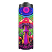 Psychedeliska livfulla färgrika retro svampar