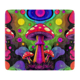 Psychedeliska livfulla färgrika retro svampar