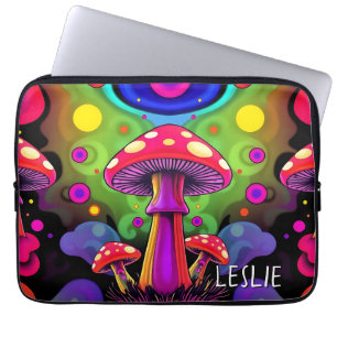 Psychedeliska livfulla färgrika retro svampar laptop fodral