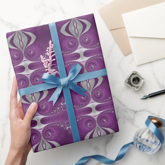 Psychedeliska Magenta Fraktala Spiraler  Presentpapper (Gifting)