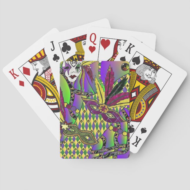 Psychedeliska Mardi Gras Fjädermasker Casinokort (Baksidan)
