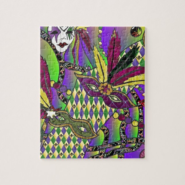Psychedeliska Mardi Gras Fjädermasker Pussel (Vertikal)