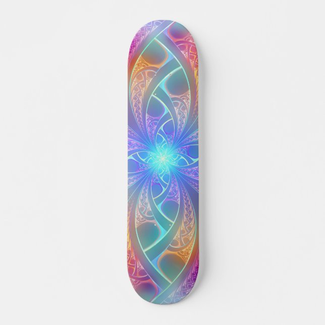 Psychedeliska regnbågsvirvlar fraktalmönster old school skateboard bräda 18 cm (Framsida)