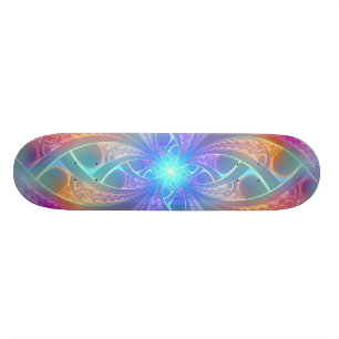 Psychedeliska regnbågsvirvlar fraktalmönster old school skateboard bräda 18 cm