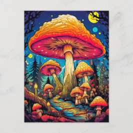 Psychedeliska Svampar Efter Midnatt Vykort