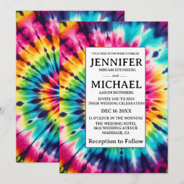 Psychedeliska Tie Dye Bröllopsinbjudningar Inbjudningar