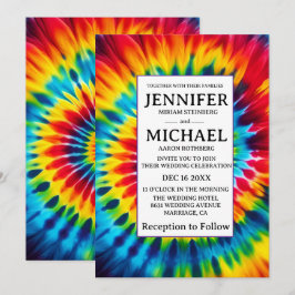 Psychedeliska Tie Dye Bröllopsinbjudningar Inbjudningar