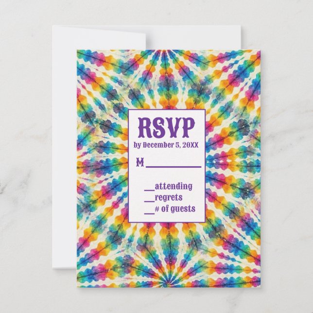 Psychedeliska Tie Dye RSVP-kort OSA Kort (Framsida)