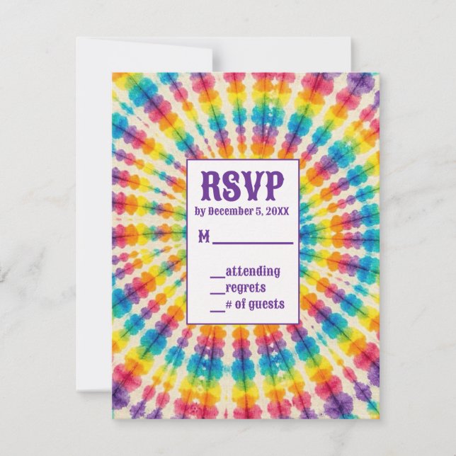 Psychedeliska Tie Dye RSVP-kort OSA Kort (Framsida)