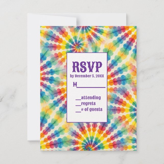 Psychedeliska Tie Dye RSVP-kort OSA Kort (Framsida)