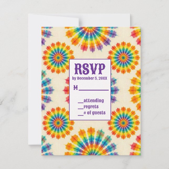Psychedeliska Tie Dye RSVP-kort OSA Kort (Framsida)