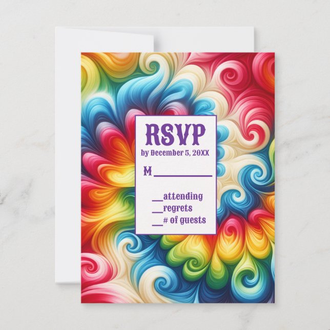 Psychedeliska Tie Dye RSVP-kort OSA Kort (Framsida)