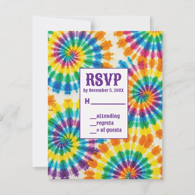 Psychedeliska Tie Dye RSVP-kort OSA Kort (Framsida)
