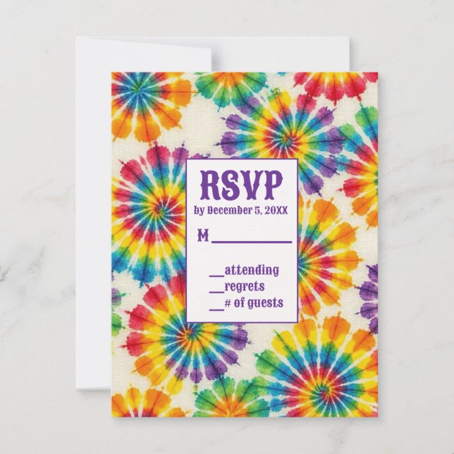 Psychedeliska Tie Dye RSVP-kort OSA Kort (Framsida)