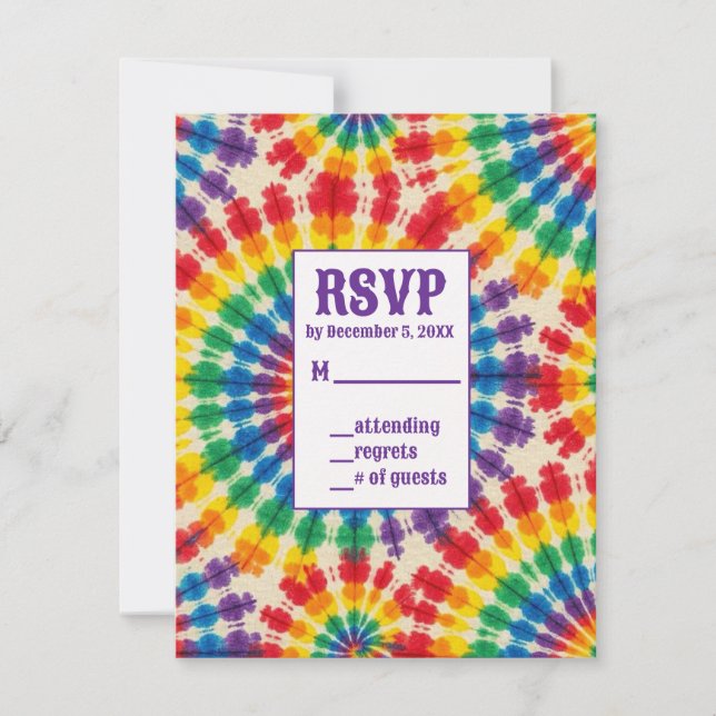 Psychedeliska Tie Dye RSVP-kort OSA Kort (Framsida)