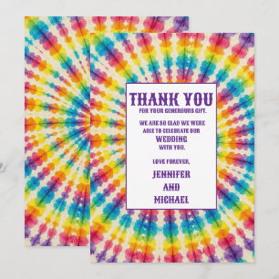 Psychedeliska Tie Dye Tacksamhetskort Inbjudningar