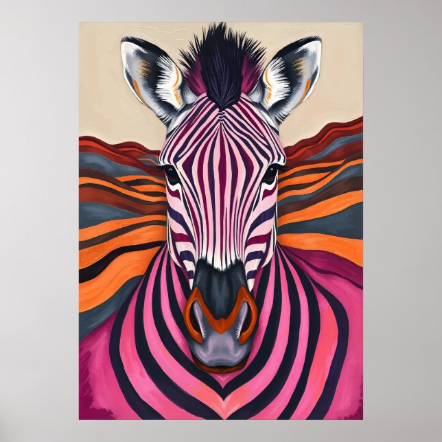 Psychedeliska zebraränder – Pop Art Safari Poster (Framsidan)