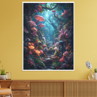 Psychedeliskt skogslandskapstryck på canvas