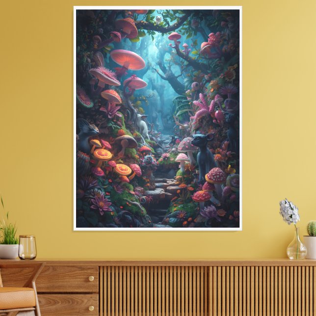 Psychedeliskt skogslandskapstryck på canvas (Insitu (Vardagsrum))