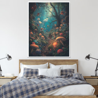Psychedeliskt skogslandskapstryck på canvas
