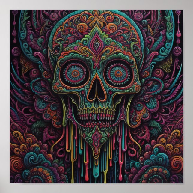 Psychedeltisk dödskalle poster (Framsidan)