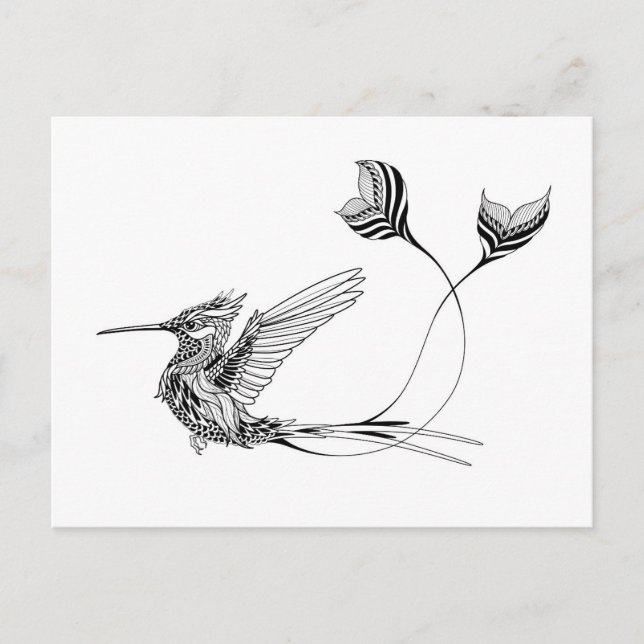 Psychedlic Bird Tattoo Vykort (Framsida)