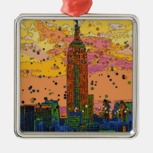 Psychedlic NYC: Emp St Bldg #1 Julgransprydnad Metall