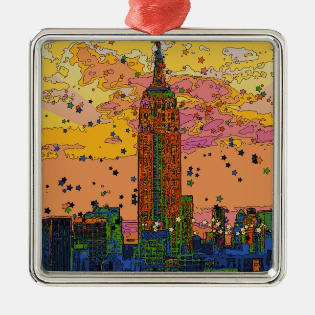 Psychedlic NYC: empire state Byggnad #1 Julgransprydnad Metall (Framsidan)