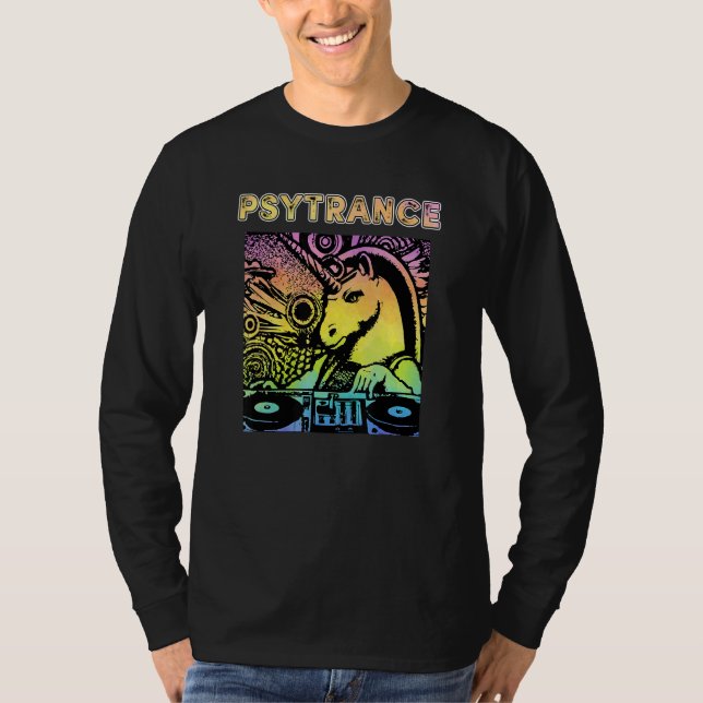 Psychedlic Unicorn Goa om Psy Trance Darkpsy Rave T Shirt (Framsida)