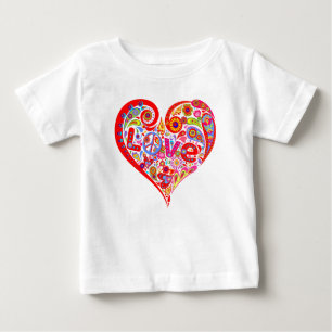 Psychedliskt Hjärta, Kärlek, Fredstecken, Blommor T Shirt