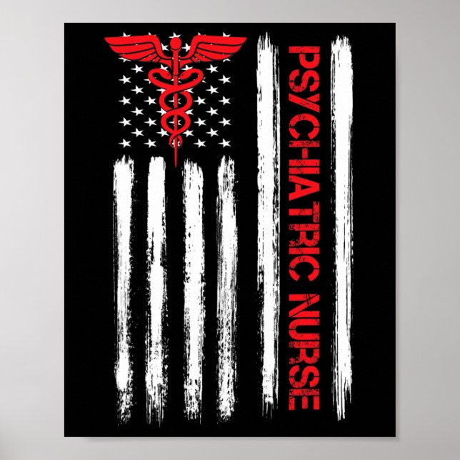 Psychiatic Nurse American Flagga RN Mental Health  Poster (Framsidan)