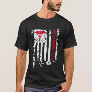 Psychiatic Nurse American Flagga RN Mental Health T Shirt