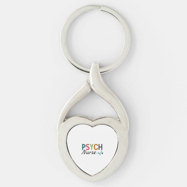 Psychiatic Nurse Psych Nurse Twisted Heart Silverfärgad Nyckelring (Framsidan)