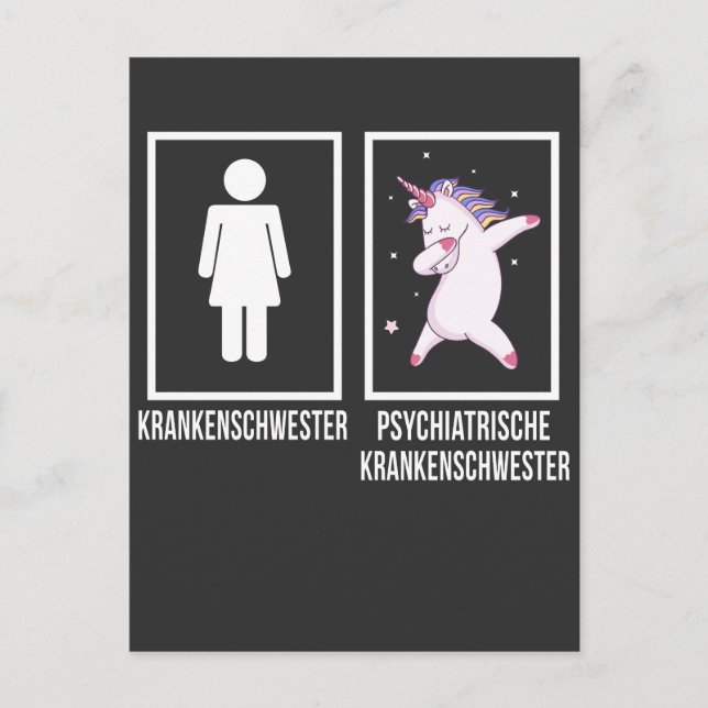 Psychiatrische Krankenschwester Dabbing Unicorn Vykort (Framsida)