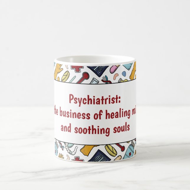 Psychiatry psykologi pun doktor mönster-gåva kaffemugg (Center)