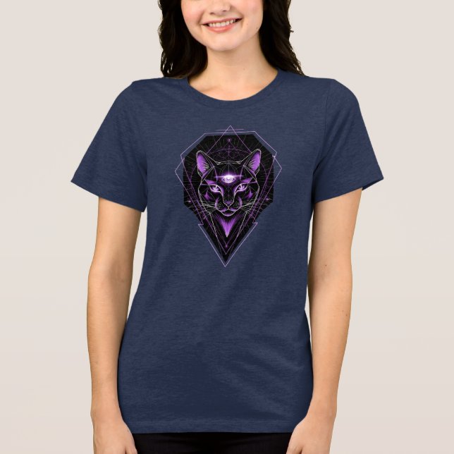 Psychic Black Cat Halloween T Shirt (Framsida)