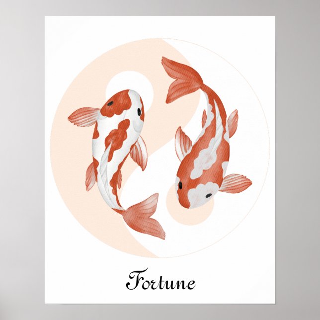 Psychic Lucky Zen Koi Fish in Bagua Fortune Poster (Framsidan)