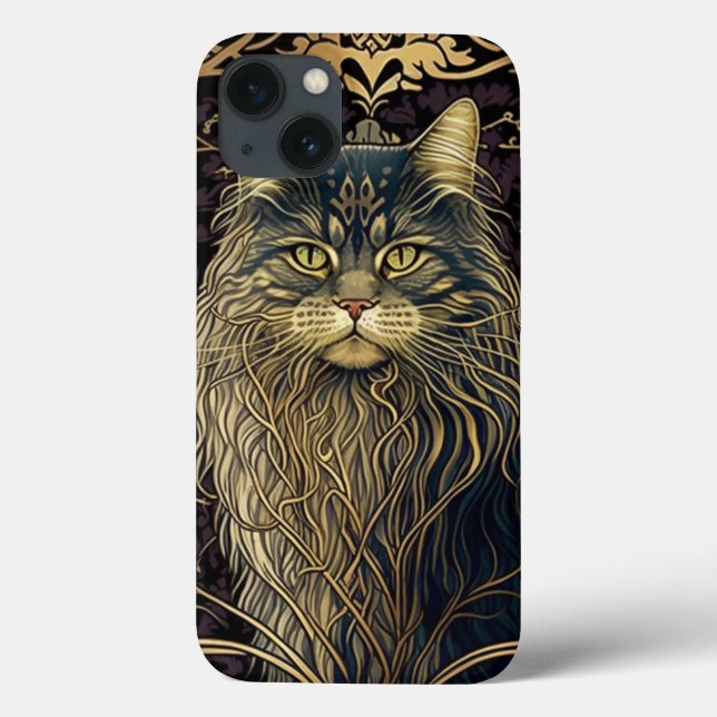 Psychic Maine Coon Cat AI Art iphone case (Baksida)