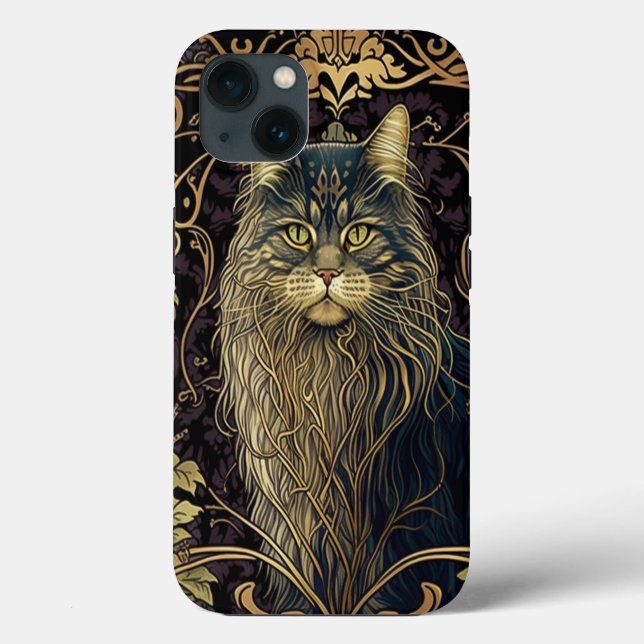 Psychic Maine Coon Cat AI Art iphone case (Baksida)