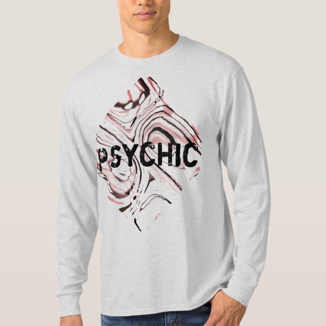 "Psychic" on Pink Black Abstract Art Design T Shirt (Framsida)