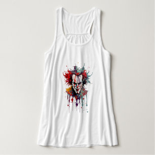 Psycho Clown Splash Art T-Shirt – Djärv Linne Med Racerback