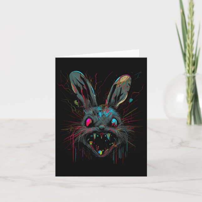 Psycho Crazy Paint Bunny Skräck Kort (Framsida)