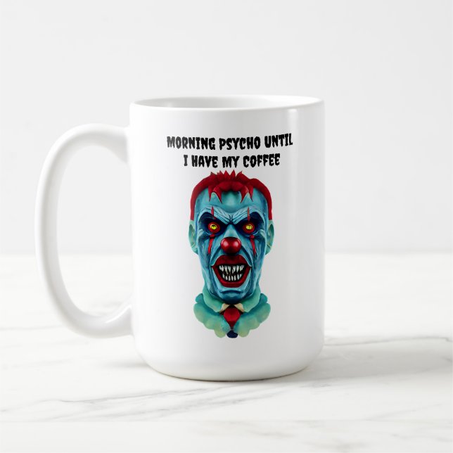 Psycho Creepy Killer Zombie Clown Horror Art Kaffemugg (Vänster)